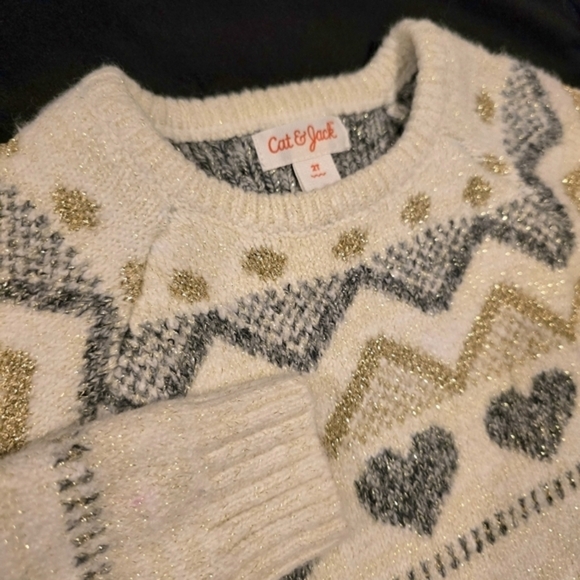 Cat & Jack Girl's Heart Zig‎ Zag Toddler Fall Sweater Dress. Size 2T - Picture 3 of 8